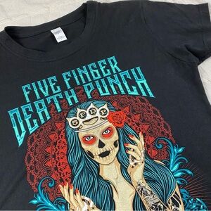 Five Finger Death Punch T Shirt Women's Large Lady Muerta Day Of The Dead Tee